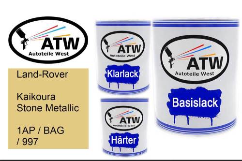 Land-Rover, Kaikoura Stone Metallic, 1AP / BAG / 997: 1L Lackdose + 1L Klarlack + 500ml Härter - Set, von ATW Autoteile West.